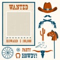 Wanted poster for cowboy party . Royalty Free Stock Photo