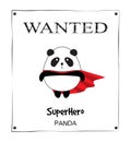 Wanted Poster Cute Little Panda Superhero Royalty Free Stock Photo