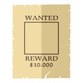 Wanted Poster Flat Icon Isolated on White Royalty Free Stock Photo