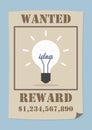 Wanted poster with light bulb idea Royalty Free Stock Photo
