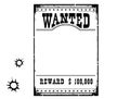 Wanted poster for portrait. American Western vintage paper for design on white background