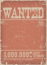 Wanted Poster On Red Grunge Background