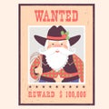 Wanted poster Santa Claus on old paper.Vector western christmas Royalty Free Stock Photo