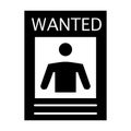 Wanted poster solid icon. Wanted criminal illustration isolated on white. Wanted paper glyph style design, designed for Royalty Free Stock Photo