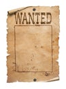 Wanted poster on white background Royalty Free Stock Photo