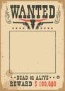 Wanted poster with wild west decoration.Vector western illustration for party Royalty Free Stock Photo