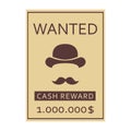 Wanted poster on wood wall texture for portrait.Western vintage paper Royalty Free Stock Photo