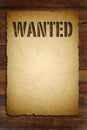 Wanted sign on old paper Royalty Free Stock Photo