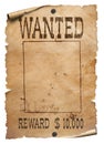 Wanted wild west poster on white background Royalty Free Stock Photo