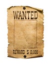 Wanted wild west poster on white background