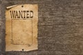 Wanted wild west poster on wood wall Royalty Free Stock Photo