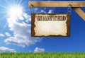 Wanted - Wooden Sign with Chain