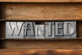 Wanted word tray Royalty Free Stock Photo