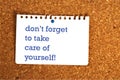 Don`t forget to take care of yourself on white paper