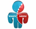 Wants Vs Needs Person Desires Demands Survey Royalty Free Stock Photo