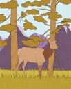 Wapiti Elk In The Mountains