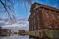 1867 Wapsipinicon River flour Mill at sunset, Independence Iow