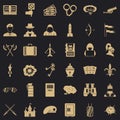 War army icons set, simple style