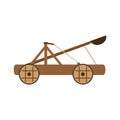 War catapult weapon vector illustration ancient wooden isolated icon. Medieval catapult slingshot battle cartoon wood symbol gun. Royalty Free Stock Photo