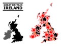 War Collage Map of Great Britain and Ireland Royalty Free Stock Photo