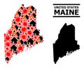 War Collage Map of Maine State Royalty Free Stock Photo