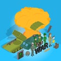 War concept banner, isometric style