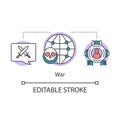 War concept icon. Warfare and gun violence. Military conflict thin line illustration. Invasion and offensive with weapon Royalty Free Stock Photo