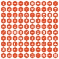 100 war crimes icons hexagon orange