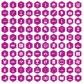 100 war crimes icons hexagon violet