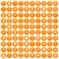 100 war crimes icons set orange