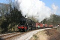War Department Steam locomotive number 90733 approaches Mytholmes, Keighley and Worth Valley Railway, West Yorkshire, UK -