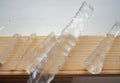 beautiful ice icicle from a Russian roof