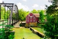 War Eagle Mill and War Eagle Bridge on the War Eagle River in Rogers, Arkansas Royalty Free Stock Photo