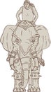 War Elephant Mahout Rider Drawing Royalty Free Stock Photo