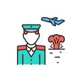 War emigrant color line icon. Editable stroke.