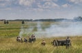 War enactments with shooting cannon at Gettysburg Battlefield, PA, USA Royalty Free Stock Photo
