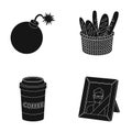 War, food and or web icon in black style.drink, mourning icons in set collection. Royalty Free Stock Photo