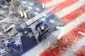 War With 1911 Handgun With Bullets & American Flag High Quality Royalty Free Stock Photo
