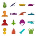 War icons doodle set Royalty Free Stock Photo