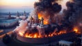 War Imagery - Kremlin in Flames, created with Generative AI technology