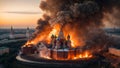 War Imagery - Kremlin in Flames, created with Generative AI technology