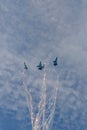 War jet planes showing aerobatics Royalty Free Stock Photo