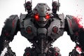 War machine with red eyes against isolated white background Royalty Free Stock Photo