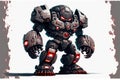 War machine with red eyes against  white background Royalty Free Stock Photo