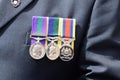 War medals pinned to veterans chest Royalty Free Stock Photo