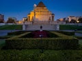 War memorial building shine of remembrance Melbourne, Australia at night Royalty Free Stock Photo