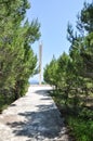 War memorial dedicated to 395 fallen Yugoslav partisans and civilians killed in Italian and ustasha concentration camps.