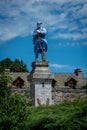 War memorial for the men lost in the first world war, statue of a blue soldier. lozere , France