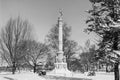 War memorial and park in snow