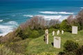 War memorial tombstones on atlantic coastal footpath in bidart, france